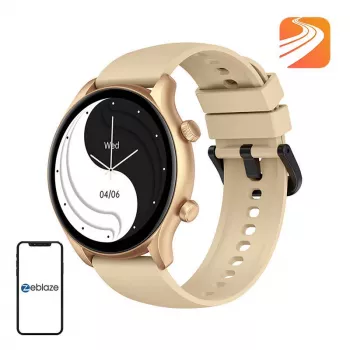 Smartwatch Zeblaze Btalk 3 Plus, στρογγυλή οθόνη αφής IPS 1,39 inch 360×360, 260 mAh, χρυσό λουράκι σιλικόνης