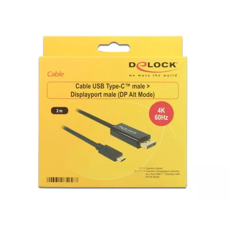 DeLOCK 85256 Καλώδιο βίντεο-αντάπτορας 2 m USB Type-C DisplayPort μαύρο