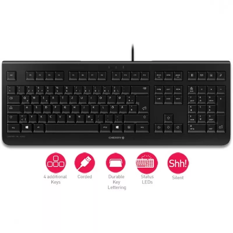 CHERRY KC 1000 Πληκτρολόγιο Γραφείου USB QWERTY Ισπανικό Μαύρο