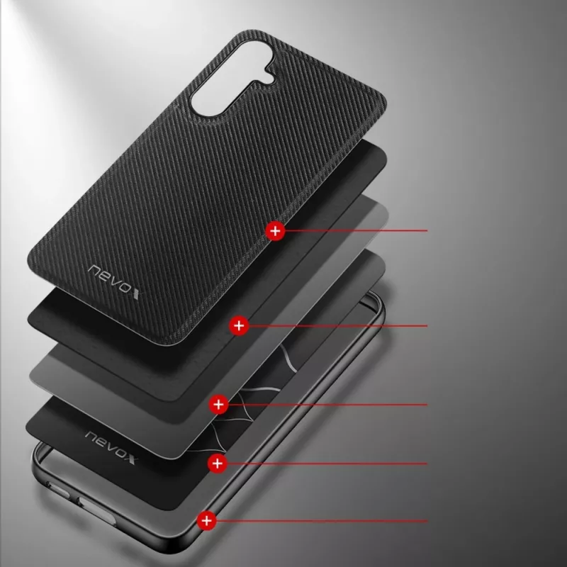 nevox StyleShell NYLO 2469 θήκη για Samsung Galaxy S25+, πολυανθρακικό/TPU/νάιλον, μαύρη