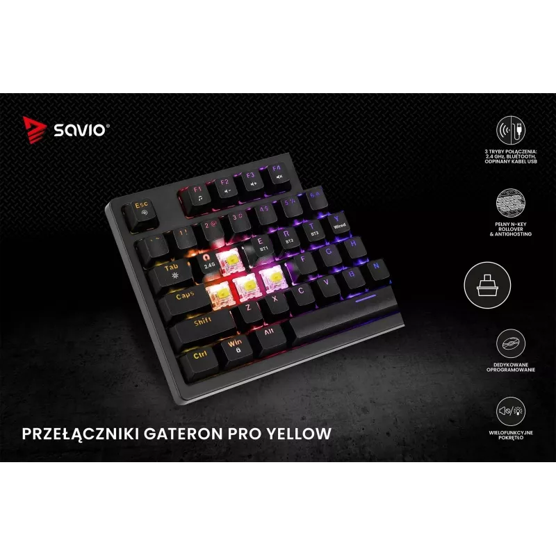 Savio Phenix SAVGK-RED Gaming πληκτρολόγιο USB RF Wireless Bluetooth QWERTY