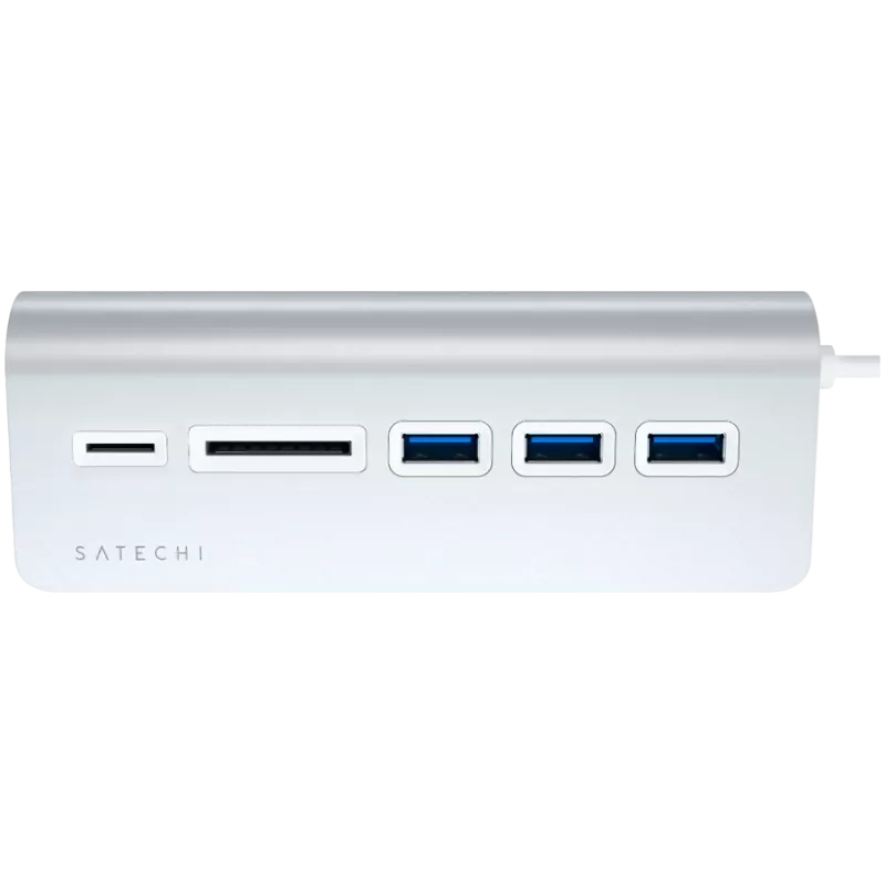 Satechi Type-C Αλουμινένιο Hub USB & Αναγνώστης καρτών, ασημί, ST-TCHCRS