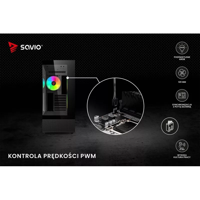 SAVIO Blast 120mm ARGB PWM ανεμιστήρας κουτιού - Μαύρο
