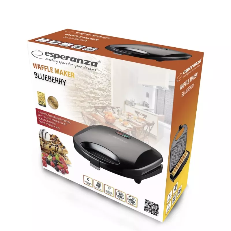 Βάφλας Esperanza EKT008 2 βάφλες 1000 W μαύρο