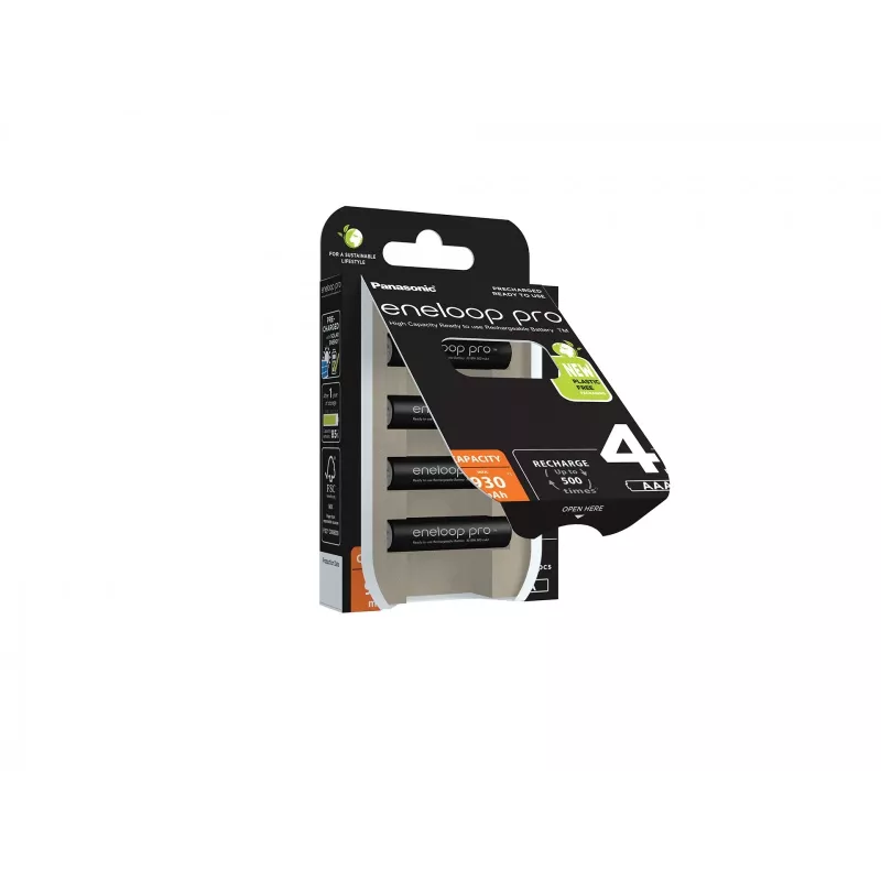 Επαναφορτιζόμενες μπαταρίες PANASONIC ENELOOP PRO AAA 930 mAh 4 τεμ. (BK-4HCDE/4CP)