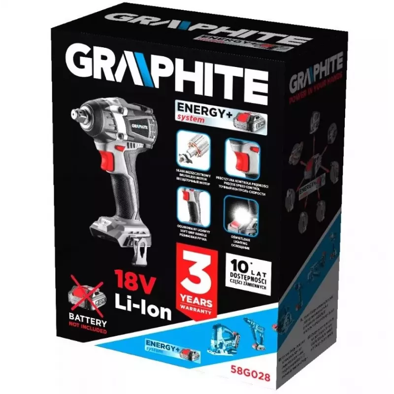 Graphite Energy+ 18V παλμικό κατσαβίδι χωρίς ψήκτρες. Li-Ion. χωρίς μπαταρία