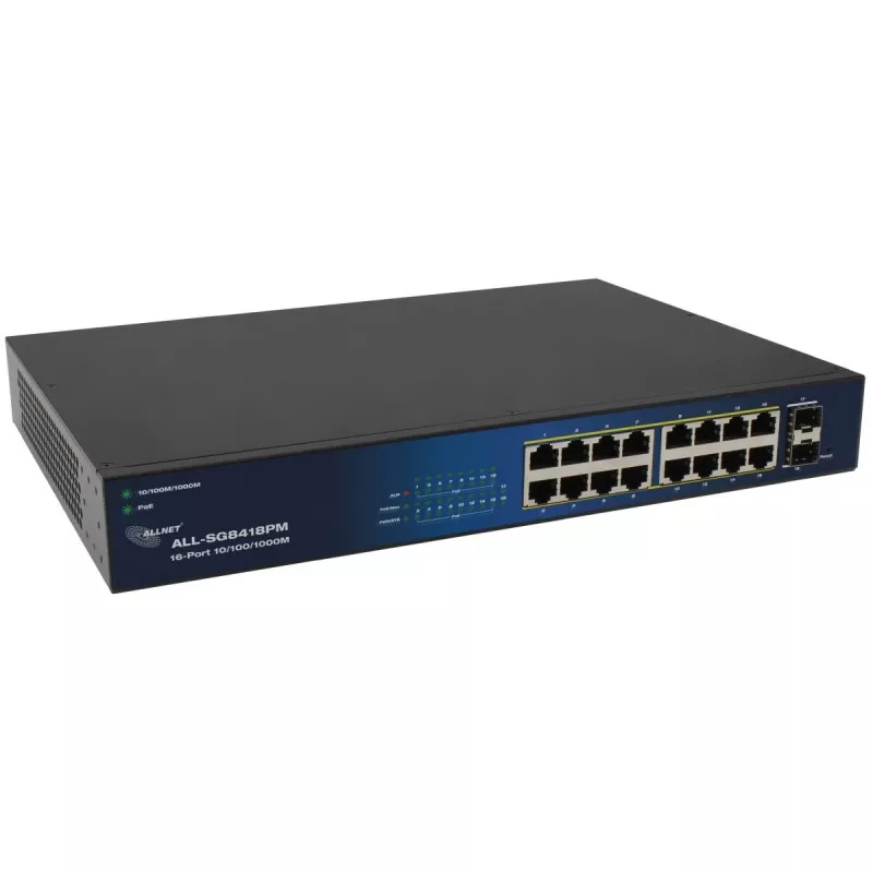 ALLNET 16+2P PoE Switch ALL-SG8418PM – 18-Port Gigabit, 16 θύρες PoE, 2 θύρες Uplink