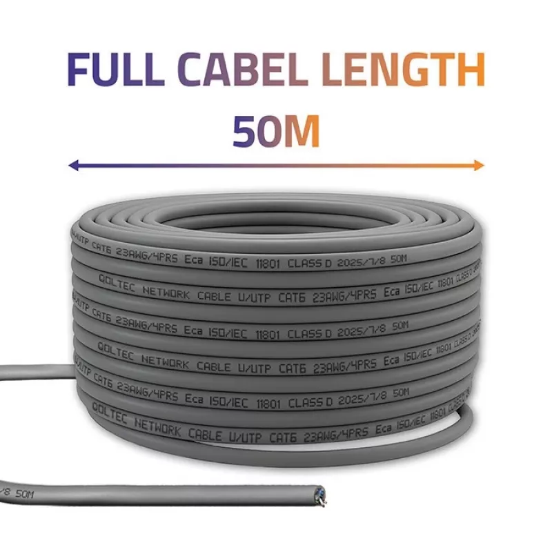 Καλώδιο δικτύου UTP QOLTEC CAT6 50 m χαλκός (Cu) γκρι