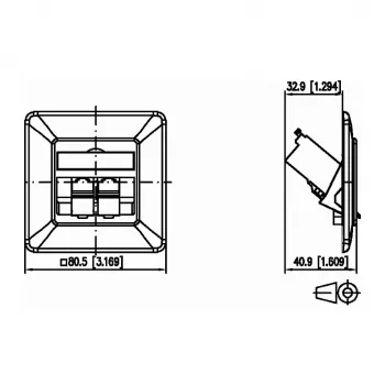 METZ CONNECT BTR E-DAT Modul 8/8(8) UP - Πρίζα σύνδεσης, χωνευτή - RJ-45 X 2 - Λευκό, RAL 9010 (1309121002-E)