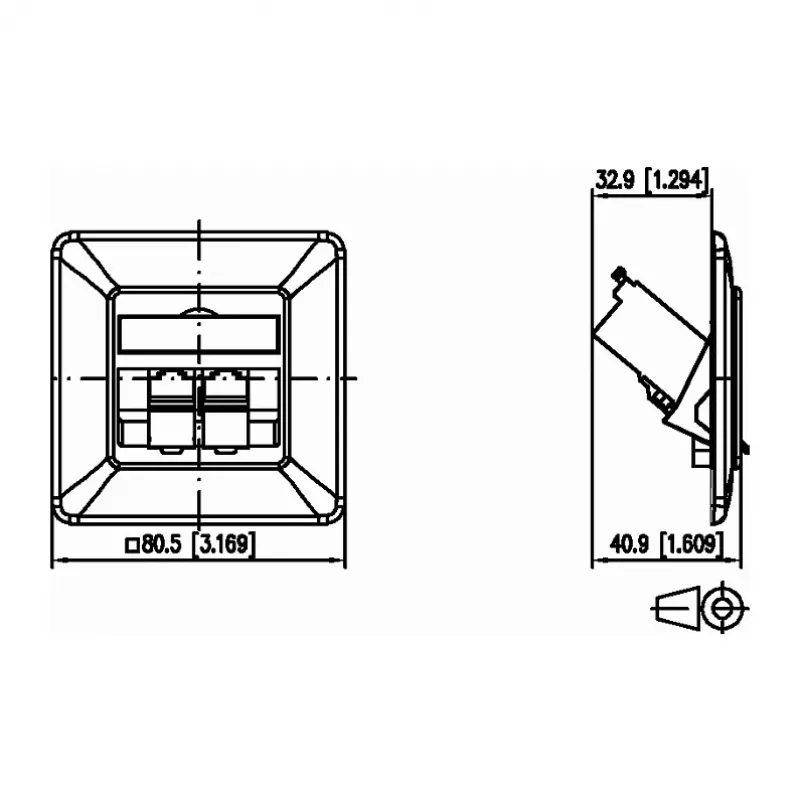 METZ CONNECT BTR E-DAT Modul 8/8(8) UP - Πρίζα σύνδεσης, χωνευτή - RJ-45 X 2 - Λευκό, RAL 9010 (1309121002-E)