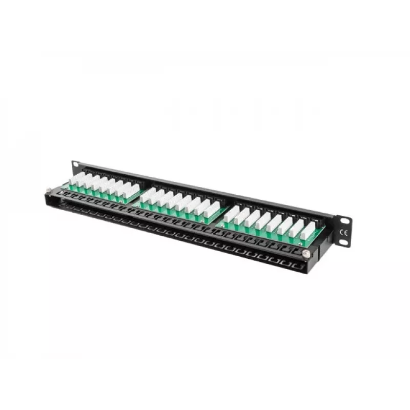 Patch panel LANBERG PPU5-1048-B 1U, 48 θύρες Cat5e, μαύρο, 445×102×44,5 mm