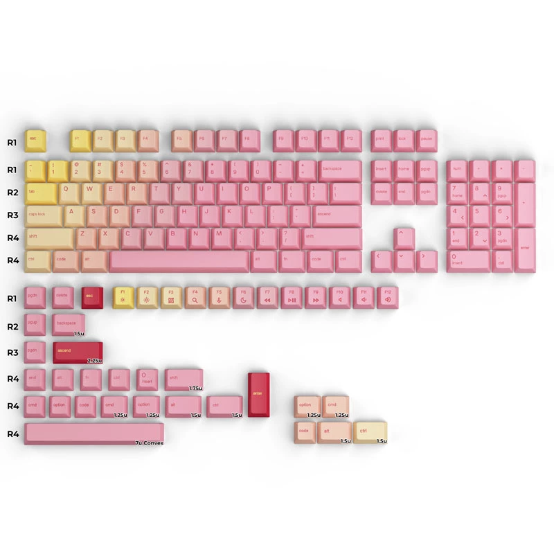 Σετ keycap Aptel Glorious GPBT Pink Grapefruit Forge — πλήκτρα PBT, διαμορφωμένο προφίλ