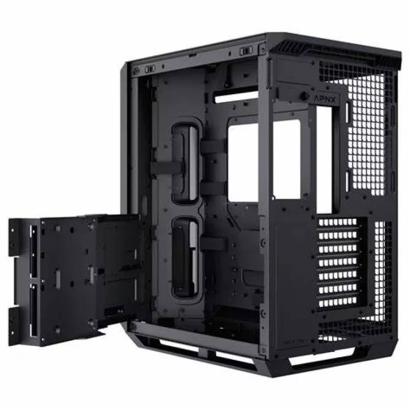 APNX V1-W-BK-v1 Midi-Tower Μαύρο, Ξύλο
