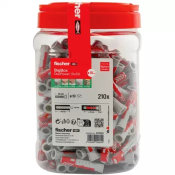 fischer Ούπα DUOPOWER 10x50 BigBox ανοιχτό γκρι/κόκκινο 210 τεμάχια επανασφραγιζόμενο (570550)