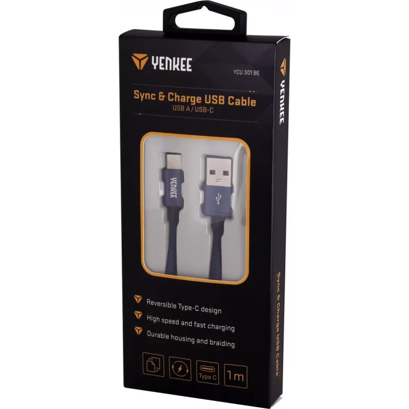 Καλώδιο YENKEE YCU 301 BE USB-A 2.0/USB-C 1m λιλά