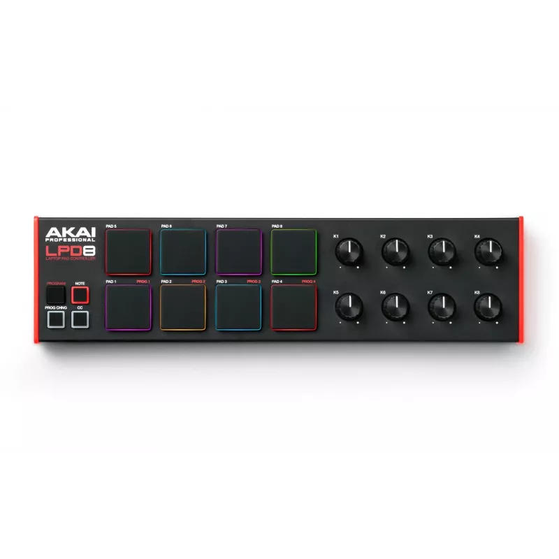 Akai LPD8 MKII MIDI keyboard 8 πλήκτρα USB μαύρο, κόκκινο