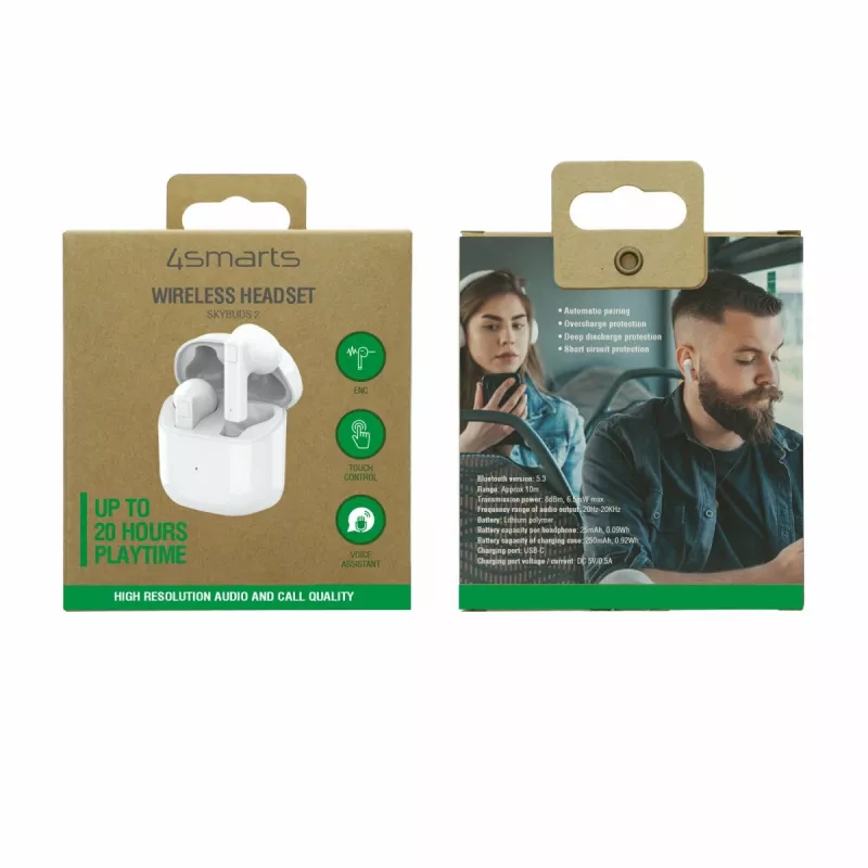 4smarts TWS Bluetooth ακουστικά SkyBuds 2 ENC λευκό - ακουστικά - 20 KHz