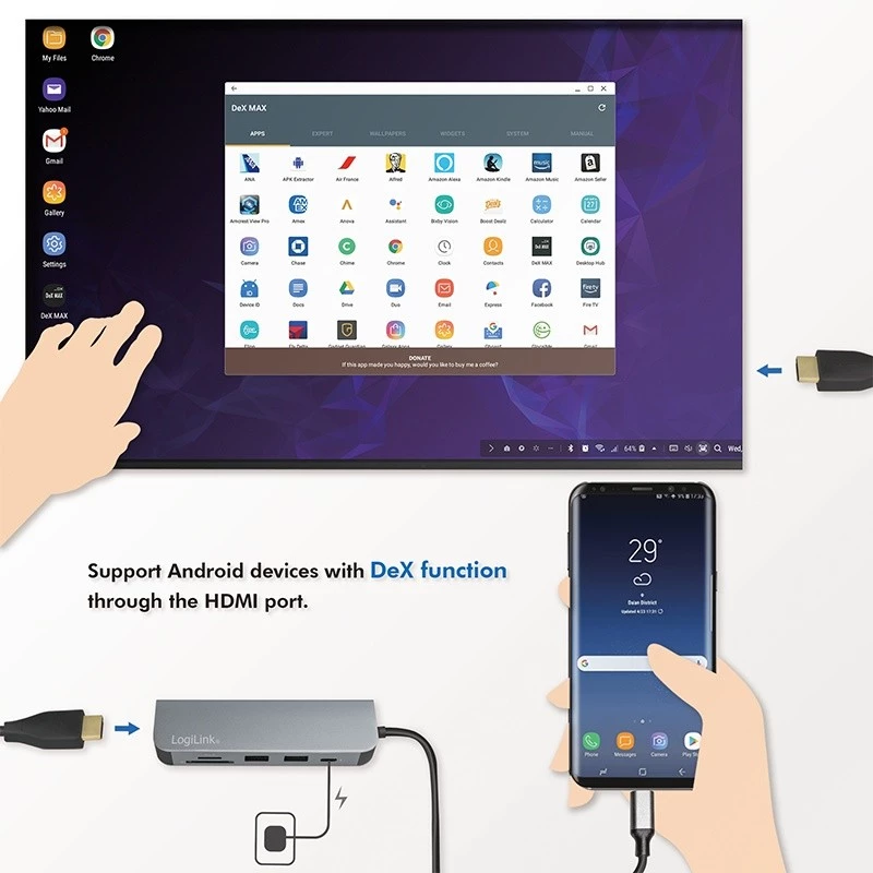 LogiLink UA0343 USB-C Multiport Hub αλουμινίου USB 3.2 2nd Gen Mult