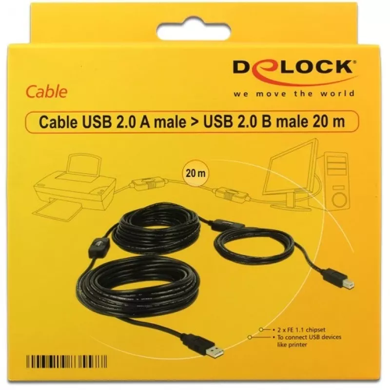 Καλώδιο USB DeLOCK 20m USB2.0-A - USB2.0-B 83557
