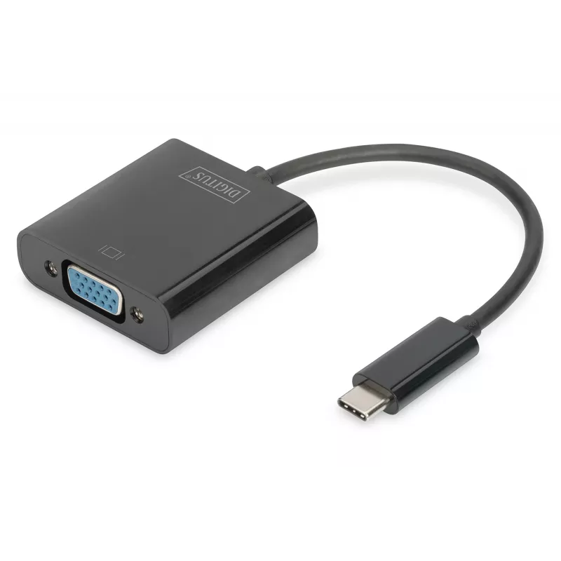 DIGITUS DA-70853 προσαρμογέας USB-C σε VGA, Full HD 1080p, μαύρο