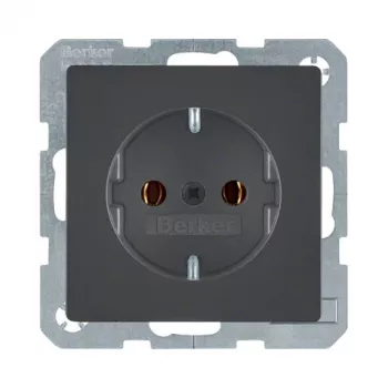 Πρίζα Type F Berker 47436086 — 16 A, 250 V, ανθρακί, θήκη θερμοσκληρυνόμενου πλαστικού