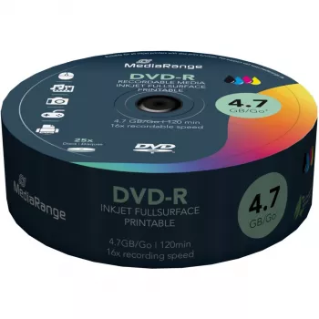 DVD-R MediaRange MR407 4,7 GB 16x Εκτυπώσιμο με Inkjet 25 τεμ.