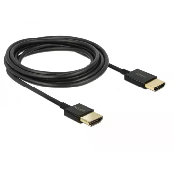 DeLOCK Slim High Quality - καλώδιο HDMI με Ethernet - HDMI (M) έως HDMI (M) - 25cm - τριπλή μόνωση - μαύρο - υποστήριξη 4K (85117)