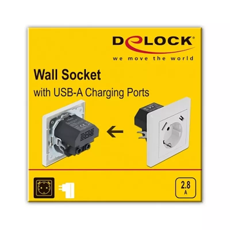 Πρίζα 2 x USB + CEE 7/3 DeLOCK 11473
