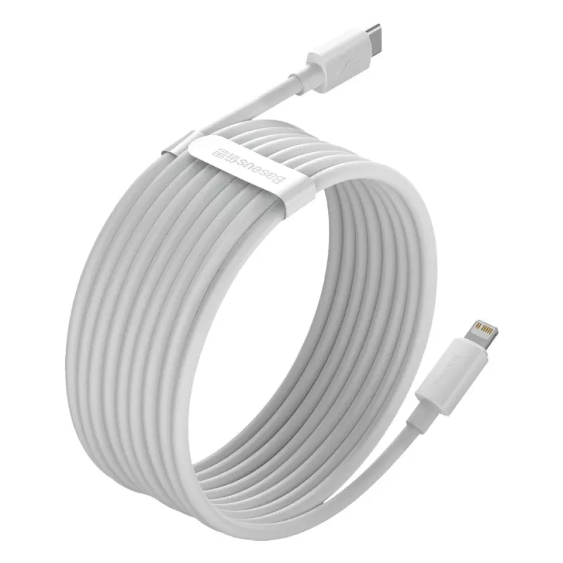 Baseus Simple Wisdom Κιτ καλωδίου δεδομένων USB-C σε Lightning PD 20W (2 τεμ./συσκευασία) 1,5m Λευκό