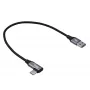 Akyga AK-USB-58 γωνιακό καλώδιο USB-C σε USB-A, 30 cm, 60 W, πλεκτό, μαύρο