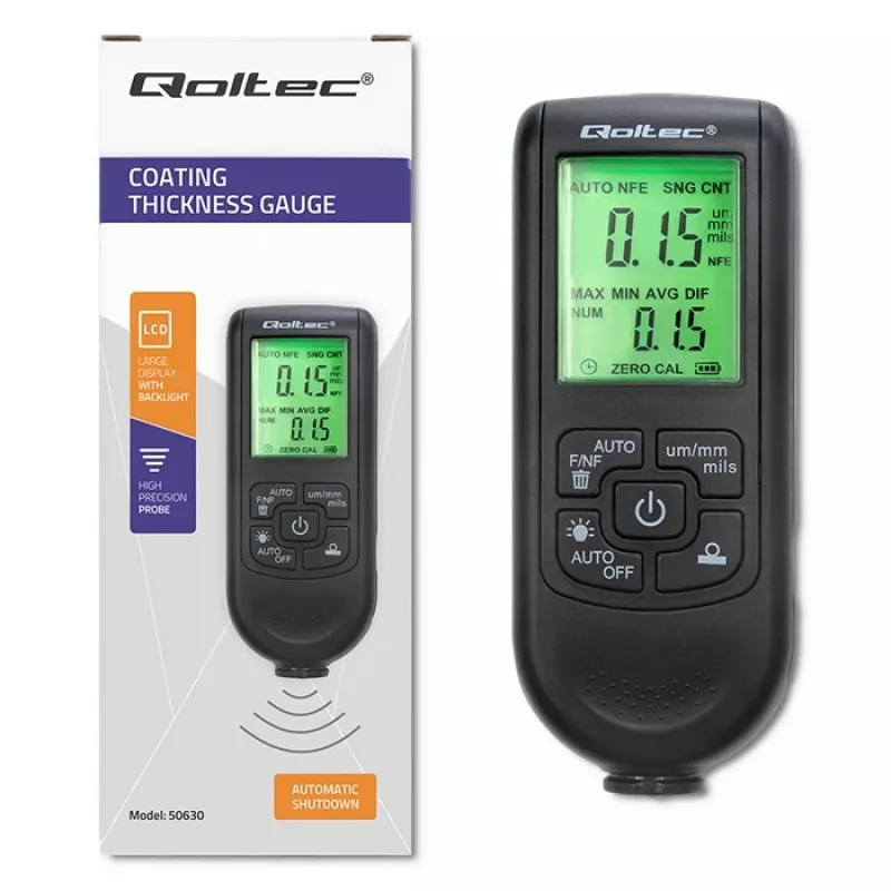 Qoltec Μετρητής πάχους βαφής με οθόνη LCD | 0~2000 µm