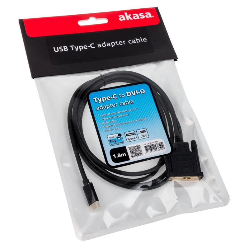 Καλώδιο DVI Akasa AK-CBCA10-18BK 1,8 m DVI-D Μαύρο