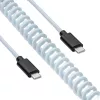 Akyga AK-USB-49 σπιράλ καλώδιο Aviator USB-C σε USB-C με βύσμα GX16, USB 2.0, 3 m, λευκό