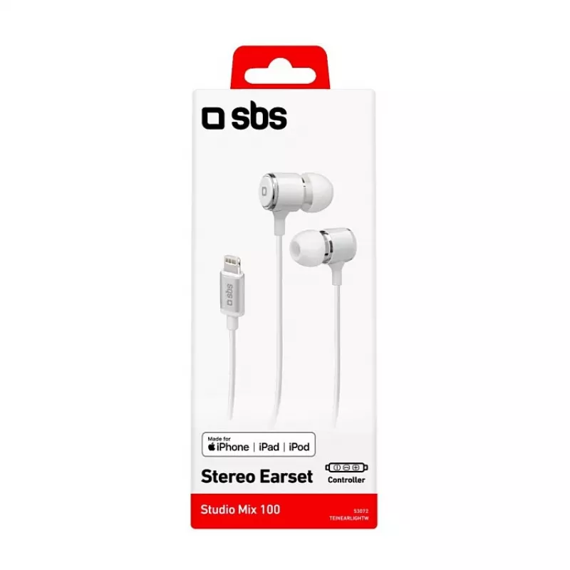 SBS TEINEARLIGHTW - Ακουστικά - In-Ear - Κλήσεις & Μουσική - Λευκά - Κουμπί - Buttons