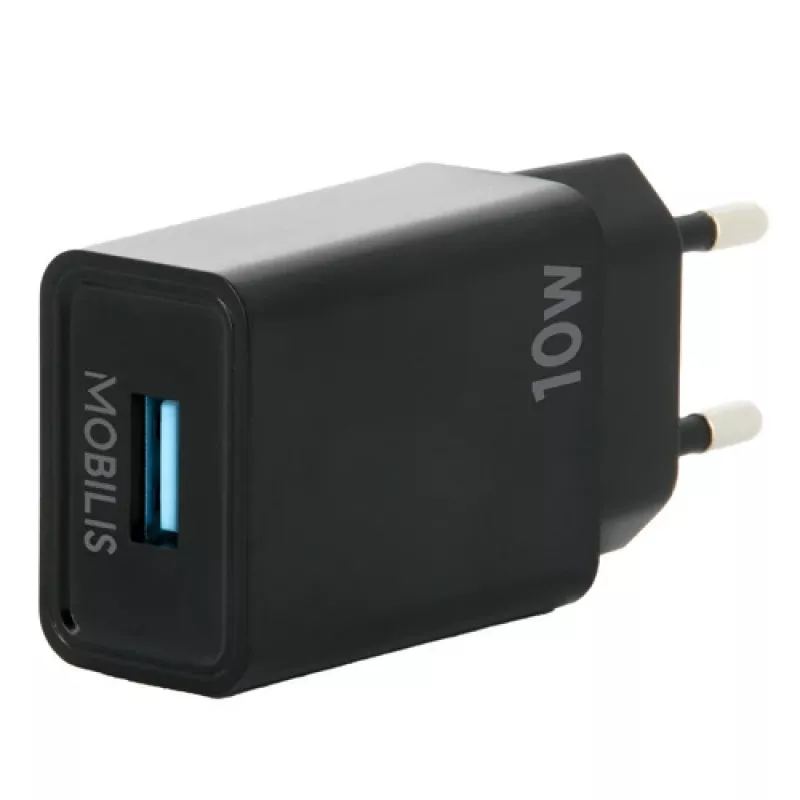 Mobilis - Τροφοδοτικό - γρήγορο - 10,5 Watt - QC (USB) - Μαύρο - Ευρώπη (001360)
