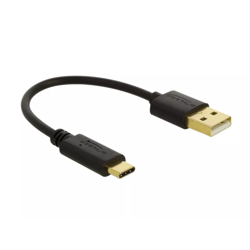 Καλώδιο φόρτισης USB DeLOCK Type-A σε USB Type-C 15 cm Μαύρο