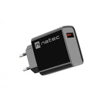Natec Ribera NUC-2058 φορτιστής τοίχου, 18 W, 1x USB-A, έως 3 A, Quick Charge 3.0, Samsung AFC, Huawei FCP/SCP, μαύρος