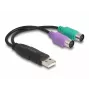 Αντάπτορας USB σε PS/2 DeLOCK 0,17 m 2x 6-πολ. Mini-DIN USB A