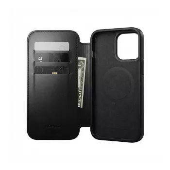 Θήκη folio Nomad Modern Leather για iPhone 17 Pro Max MagSafe — δέρμα Horween, μαύρο