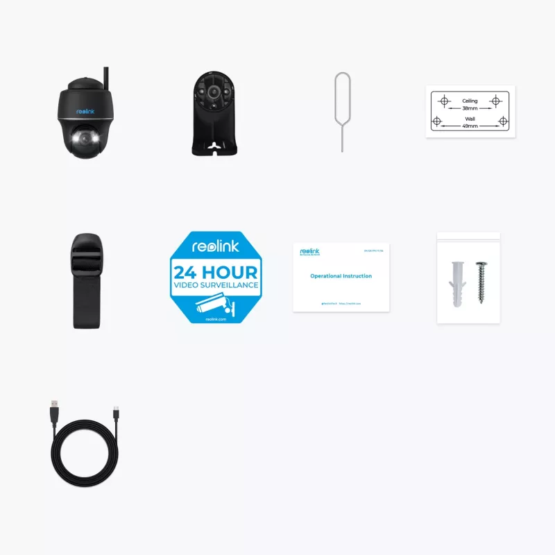 Reolink IP Κάμερα ARGUS PT 5MP TYP-C μαύρη Λειτουργία με μπαταρία