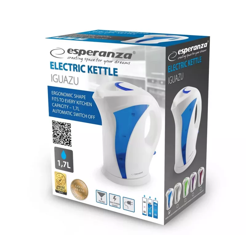 Esperanza EKK018B βραστήρας 1,7 L, λευκό/μπλε