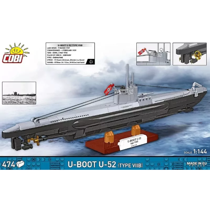 Σετ κατασκευής Cobi U-Boot U-52 – μοντέλο 474 τεμαχίων
