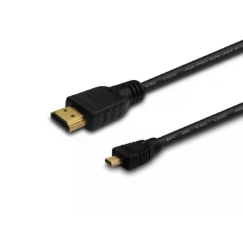 Καλώδιο HDMI SAVIO CL-39 1 m — Type-A (αρσενικό) σε Type-D Micro (αρσενικό), HDMI 1.4, 4096x2160, ARC, Ethernet, επιχρυσωμένες επαφές, μαύρο