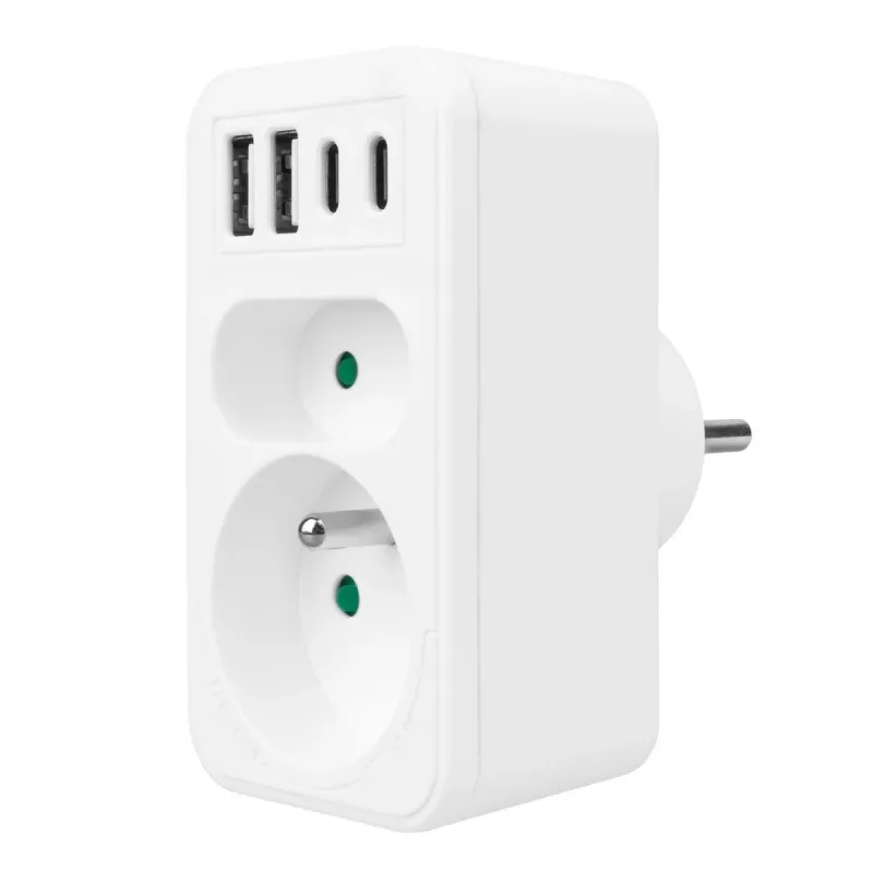 Πολύπριζο MACLEAN MCE249 F/W – 2x πρίζες ρεύματος (16A + 6A) και 4x USB (2x A, 2x C PD 20W)