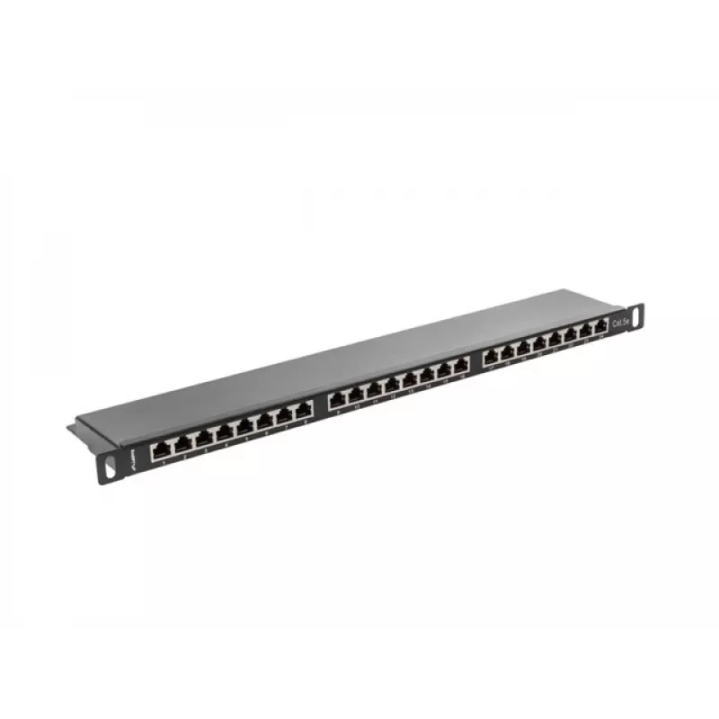 Patchpanel LANBERG PPS5-0024-B 24 θυρών CAT5e, μέταλλο, 0,5 U, 445×99×22,3 mm, μαύρο