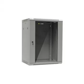 NETRACK 019-150-645-021 Επιτοίχιο/Κρεμαστό rack 19 ίντσες 15U/450 mm γυάλινη πόρτα γκρι αφαιρούμενα πλαϊνά τοιχώματα