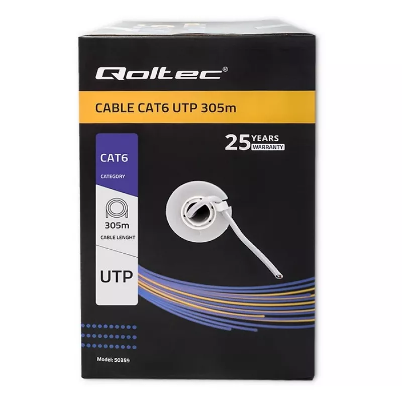Καλώδιο patch UTP QOLTEC 50359 RJ45 CAT6 305m μπλε