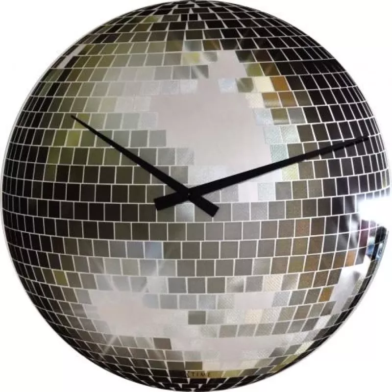 NeXtime ρολόι 8801 Small Disco, Ø30 cm, επιτοίχιο, ασημί