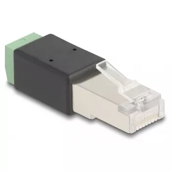 DeLOCK RJ45 βύσμα αρσενικό σε προσαρμογέα terminal block 2 ακίδων 66604 μαύρο πράσινο