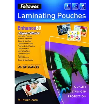 Fellowes SuperQuick A4 Glossy 80 Micron Μεμβράνη πλαστικοποίησης